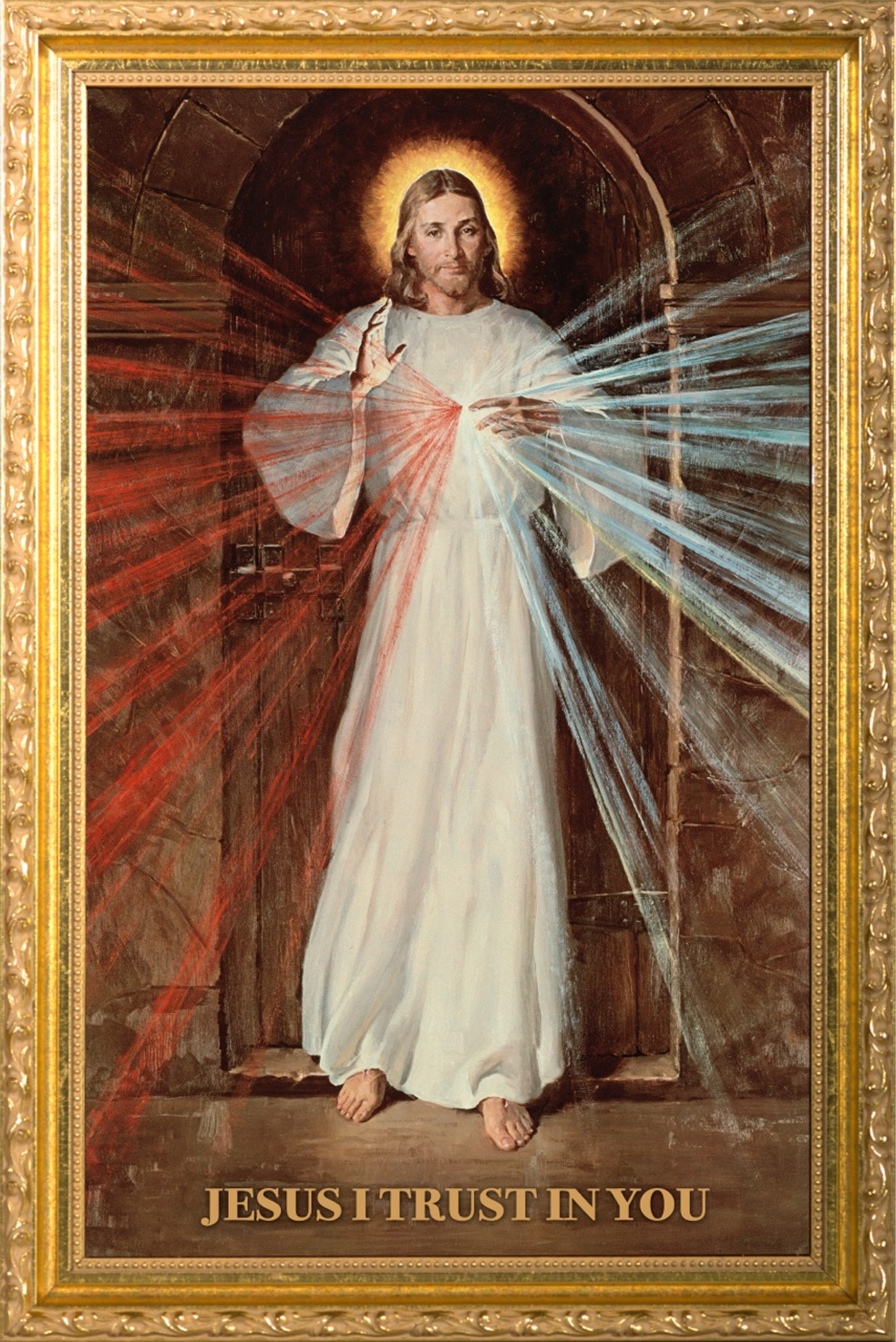 Divine Mercy Vilnius Original - Ornate Dark Framed Art