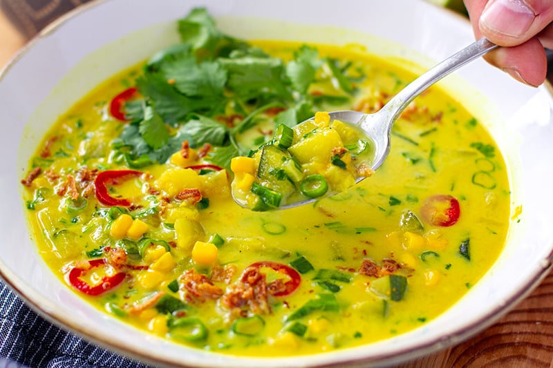Thai Zucchini & Sweet Corn Soup (Vegan, GF)