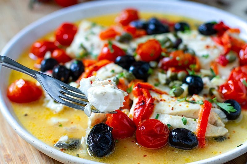 Italian Fish With Tomatoes, Capers & Olives