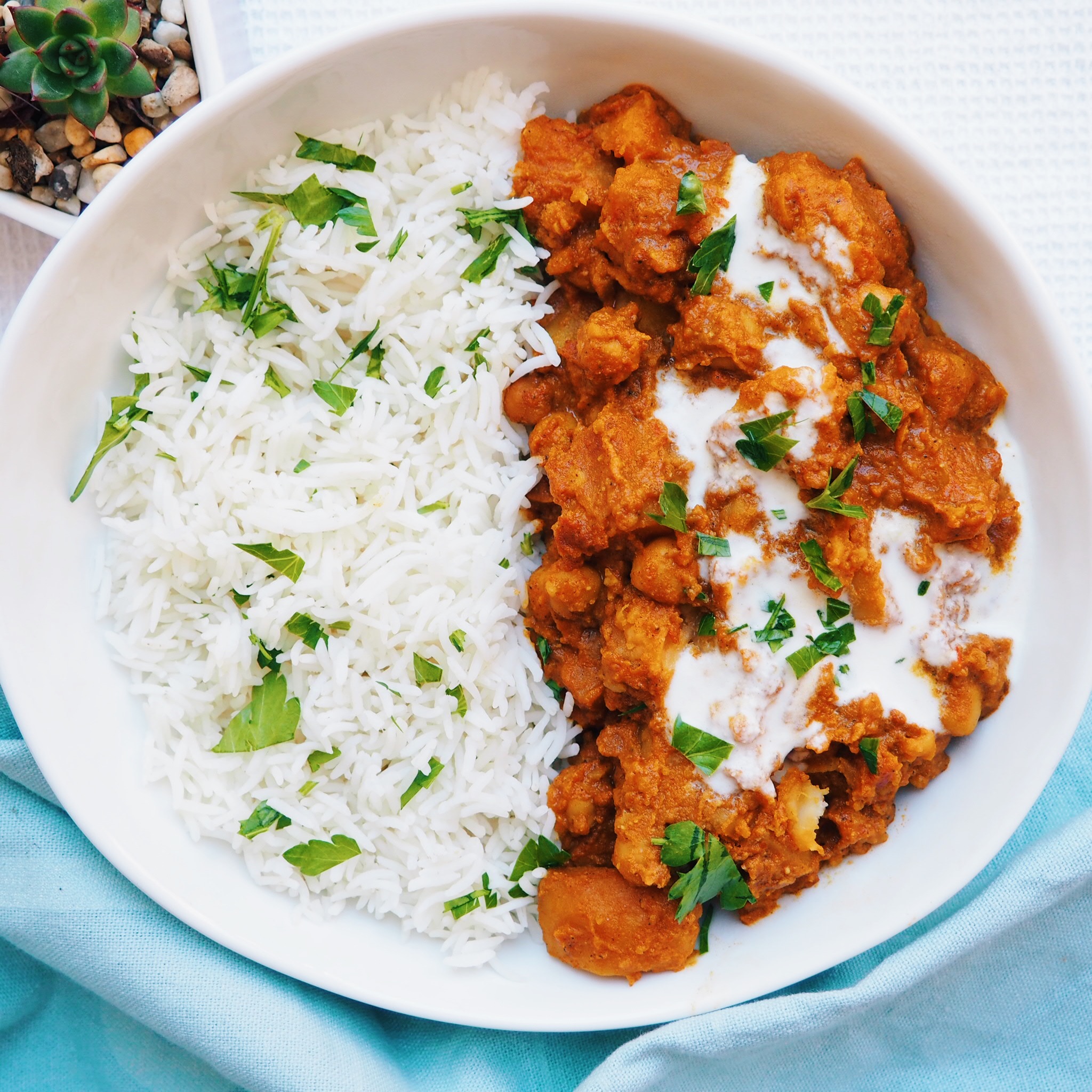 Indian Butter Chickpeas & Potatoes (Plant-Based)