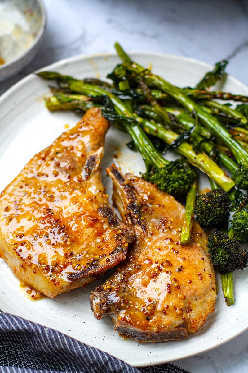 New! Air Fryer Pork Chops With Mustard Maple Glaze