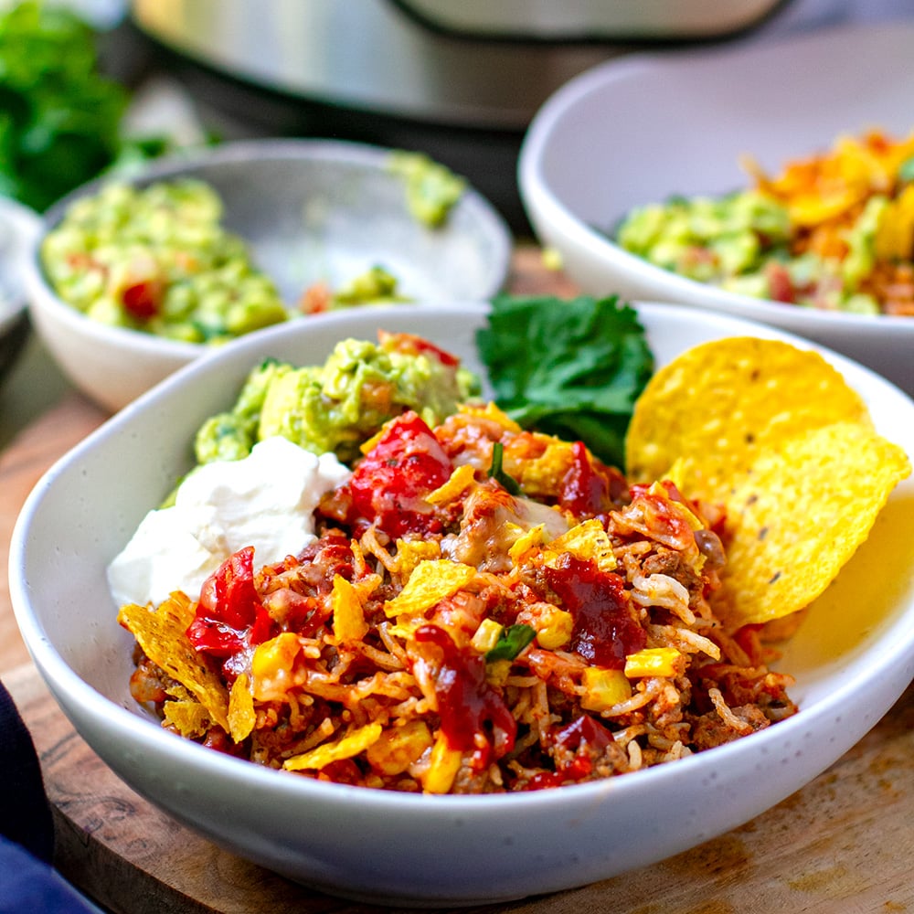 INSTANT POT MEXICAN BEEF RICE CASSEROLE