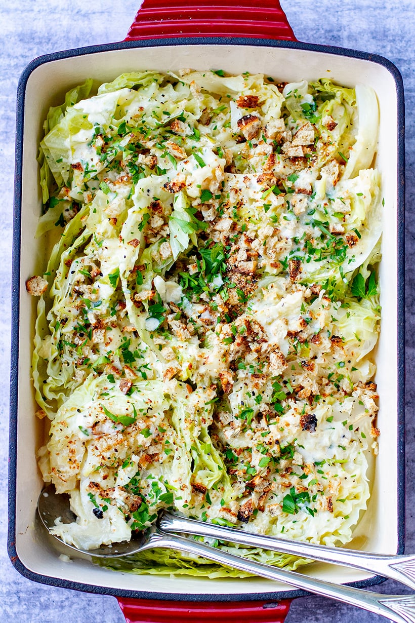Instant Pot Cabbage With Creamy Cheesy Garlic Sauce 