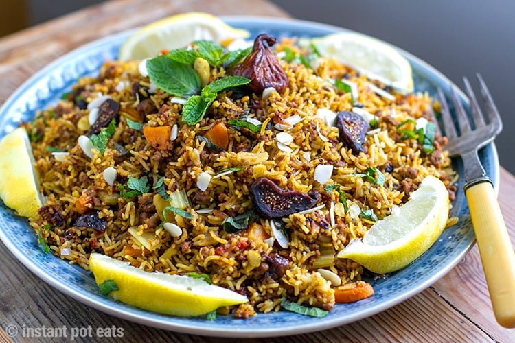 Rice Pilaf With Ground Lamb, Figs & Almonds