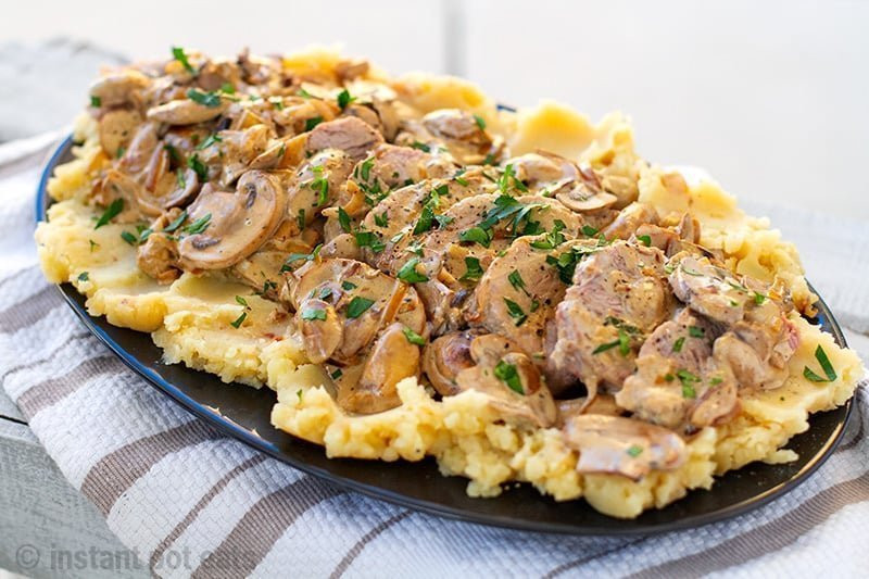 Instant Pot Pork Tenderloin & Potatoes   With Creamy Mushroom Sauce 