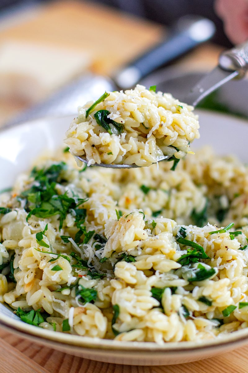Instant Po Orzo With Lemon, Parmesan & Spinach