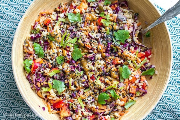 Brown Rice Salad With Asian Peanut Butter Dressing