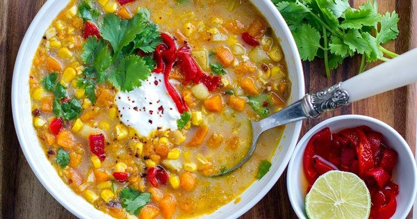 Sweet corn, sweet potato & chipotle soup (new recipe)