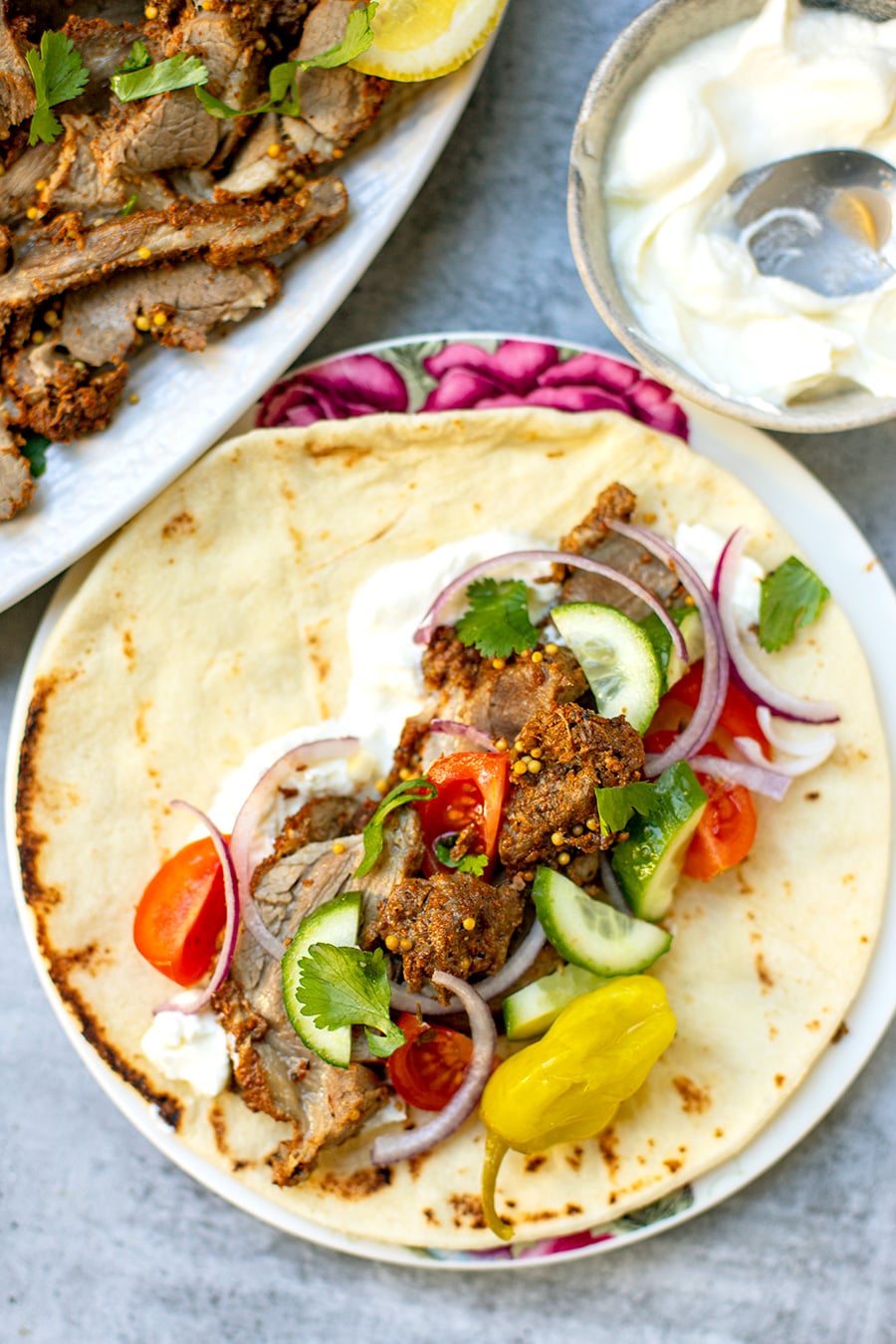 Souvlaki Wraps With Instant Pot Greek Lamb