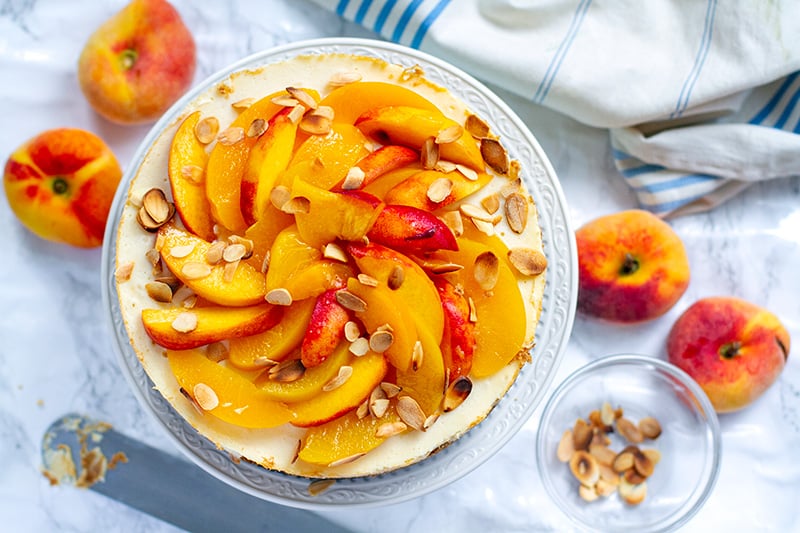 Light & Healthy Peach Cheesecake
