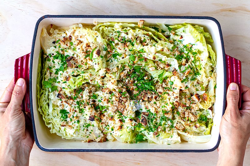 Instant Pot Cabbage With Creamy Cheesy Garlic Sauce