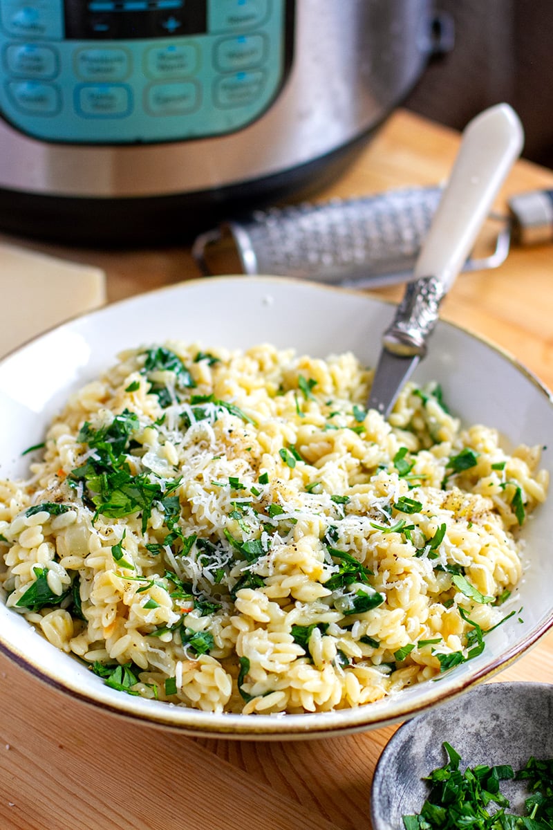 Instant Pot Orzo with Lemon, Parmesan and Spinach