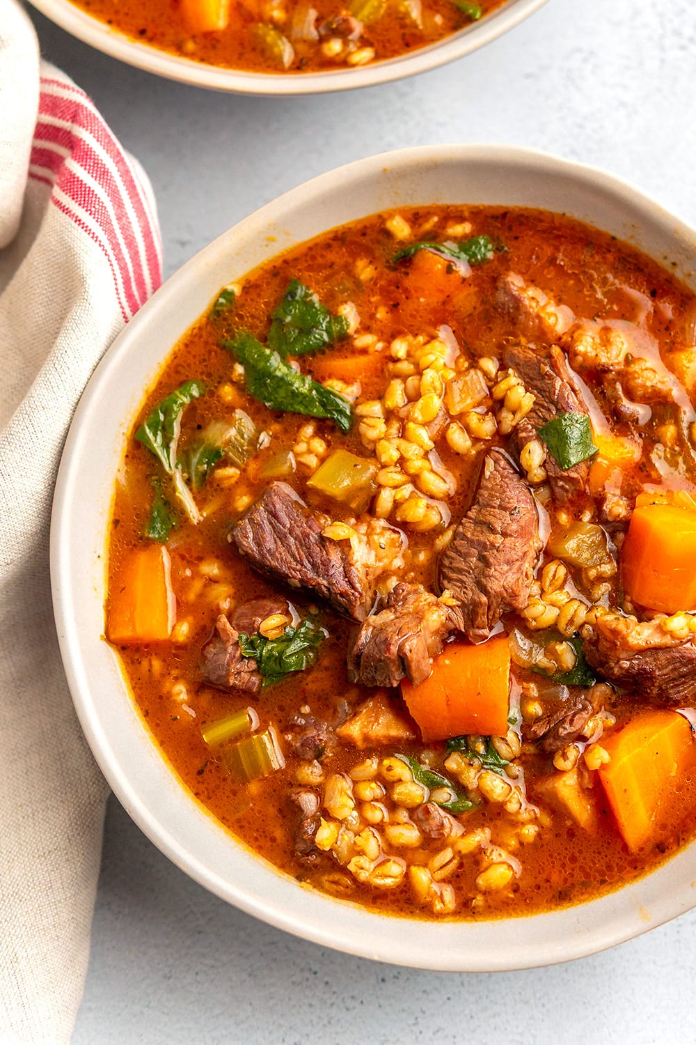 Barley & Beef Soup With Pesto