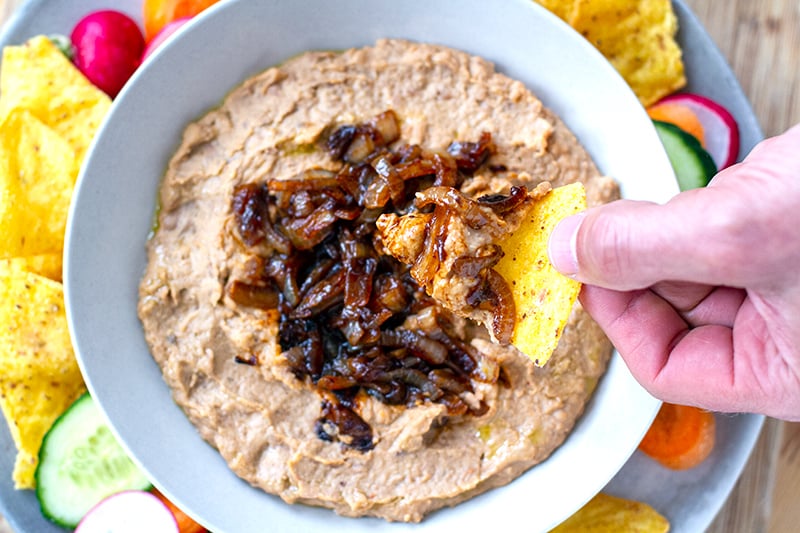 Creamy Pinto Beans Dip With Caramelised Onions