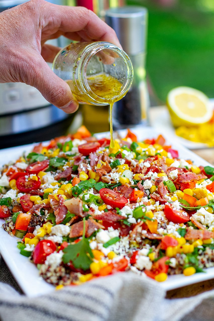 Quinoa Corn & Crispy Bacon Salad (With Instant Pot)