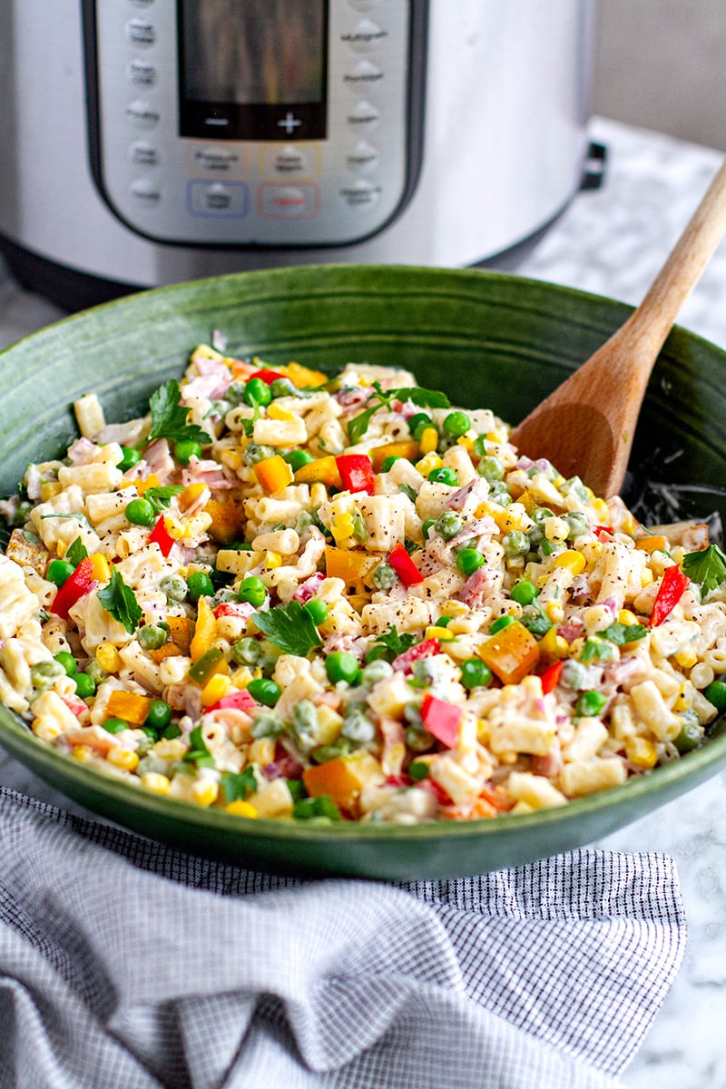 Creamy Macaroni Salad With Peas, Ham & Corn