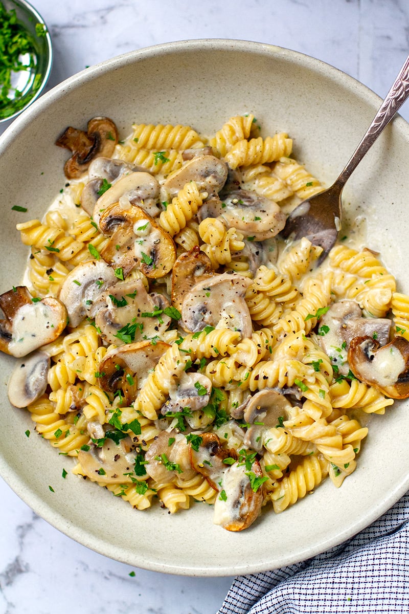 Creamy, Cheesy, and Garlicky Instant Pot Mushroom Pasta