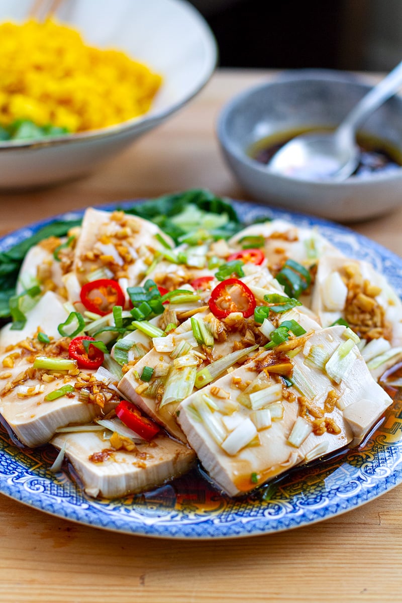 Steamed Bok Choy & Tofu With Ginger Garlic Sauce