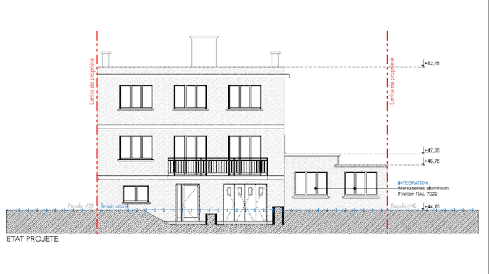 plan de coupe d'une résidence à cachan