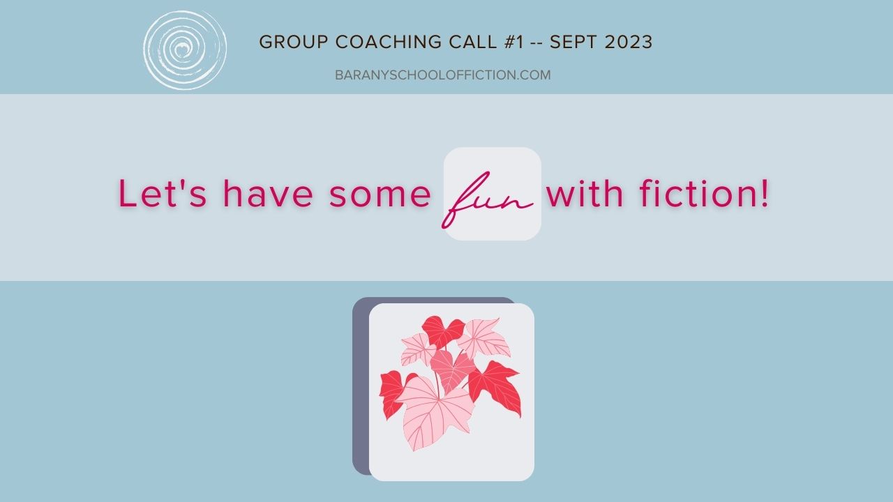 banner for group mastermind meeting; reads “Let's have some fun with fiction“