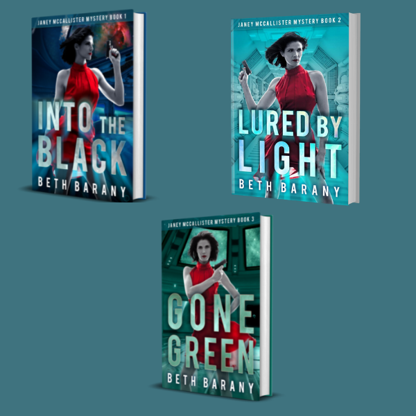 Check out the 1st three books in Janey McCallister Space station investigator mystery series...