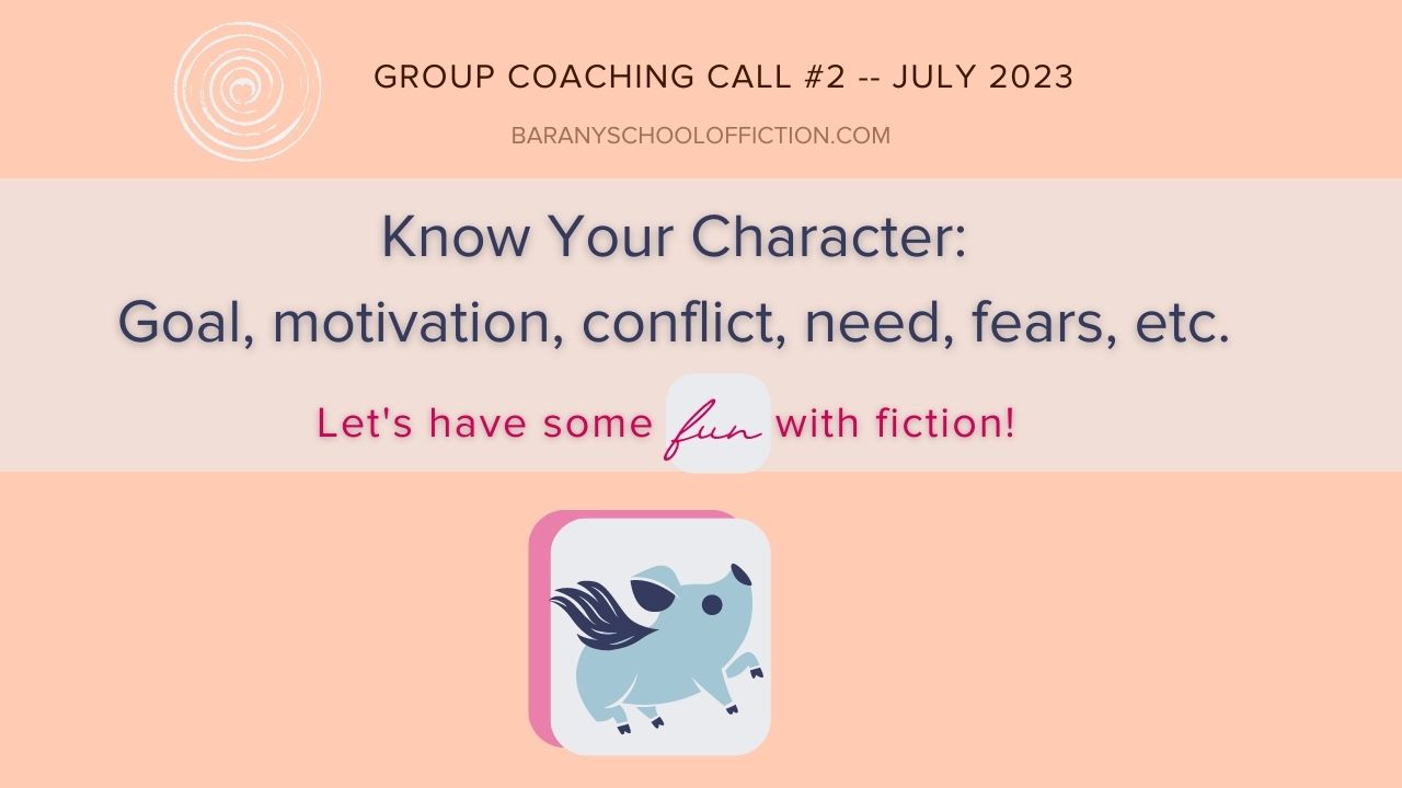 banner for group call #2 July 2023, focus: Let's have some fun with fiction!