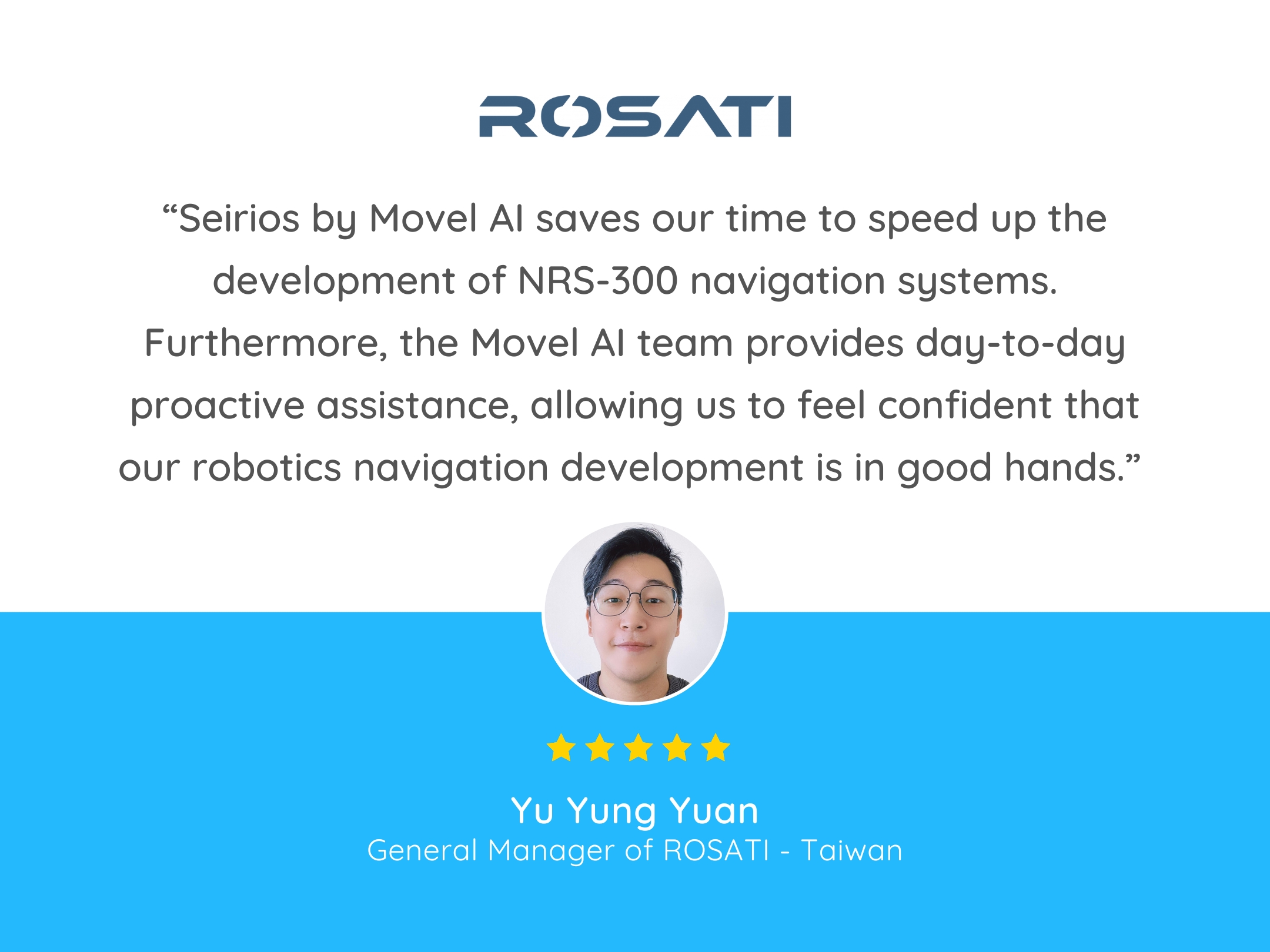 Movel AI robot deployment solutions - client testimonial - Rosati Taiwan