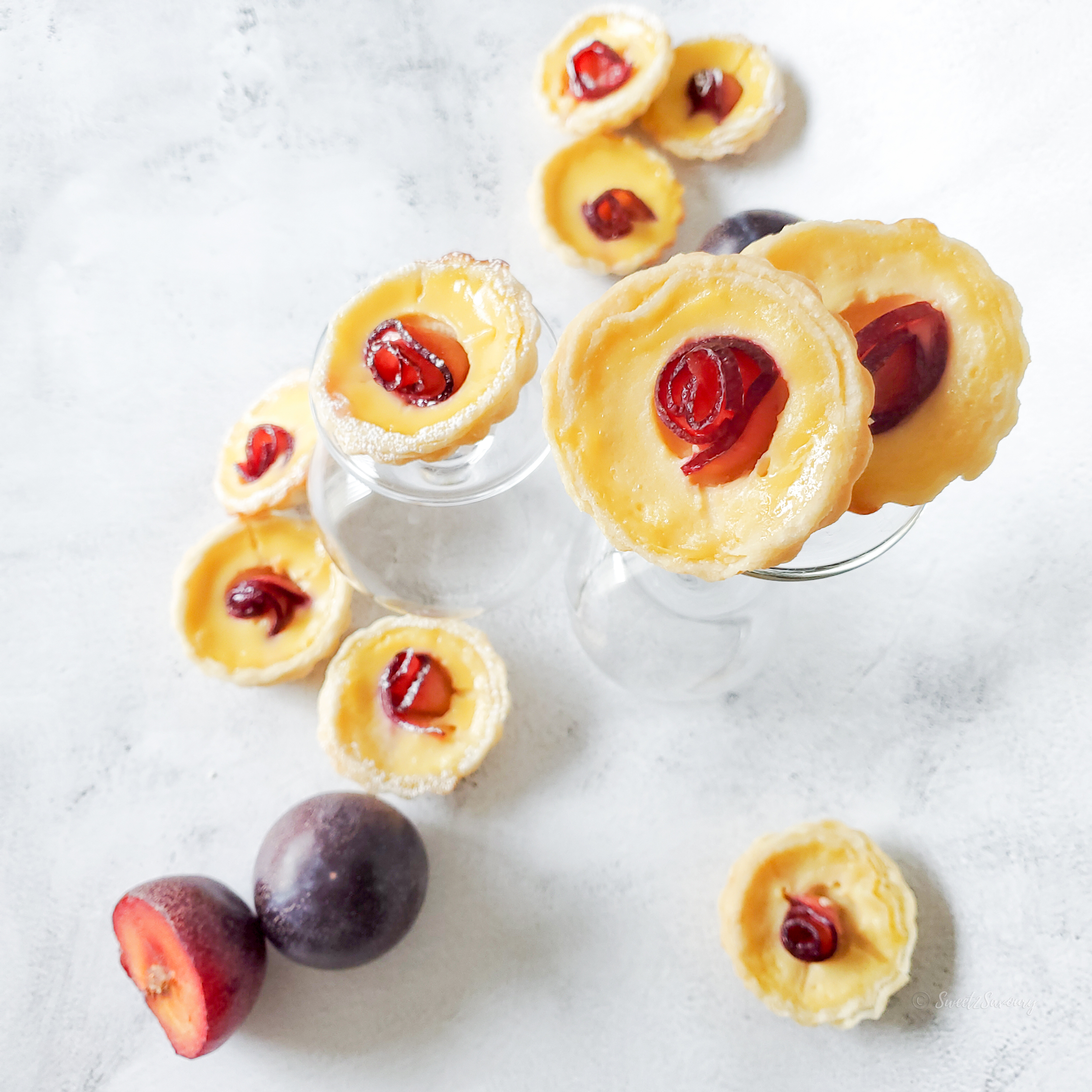 Chinese Egg Tart With Plum Rose